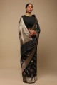 Zari,weaving,lace border Banarasi silk Party Wear Saree in Black
