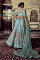 Turquoise  Georgette Thread Wedding Lehenga Choli with Dupatta