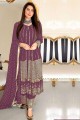 Mauve  Anarkali Suit in Embroidered Georgette