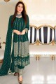 Embroidered Green Anarkali Suit in Georgette