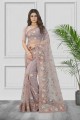 Weaving Net Dusty lavender  Saree with Blouse