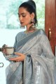 Organza Grey Weaving Saree with Blouse
