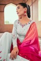 Georgette Embroidered Sky  Palazzo Suit with Dupatta