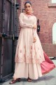 Palazzo Suit in Baby pink Georgette with Embroidered