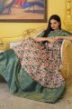 Green Silk Gown Dress with Weaving