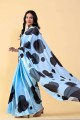 Saree with Multicolor Digital print Silk