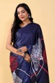 Digital print Silk Saree in Royal blue