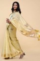 Yellow Saree in Cotton with Hand,thread