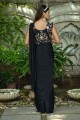 Black Embroidered Saree in Lycra