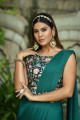 Embroidered Lycra Saree in Green
