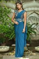 Sky blue Saree in Lycra with Embroidered