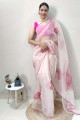 Organza Pink Saree in Hand,printed