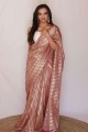 Net Party Wear Saree in Pink with Printed