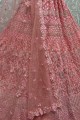 Pink Wedding Lehenga Choli in Stone with moti Net
