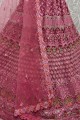 Pink Stone with moti Wedding Lehenga Choli in Net