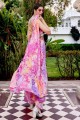 Silk Palazzo Suit with Printed in Purple