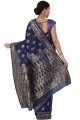 Silk in Navy blue Saree with Weaving