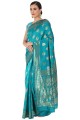 Silk Weaving Turquoise  Saree with Blouse