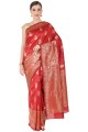 Silk Saree Red  with Weaving