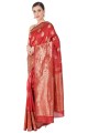 Silk Saree Red  with Weaving