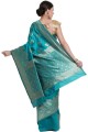 Turquoise Saree in Silk with Weaving