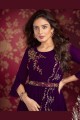 Purple Gown Dress in Embroidered Georgette