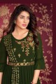 Green Gown Dress in Embroidered Georgette