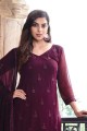 Viscose Embroidered Wine Palazzo Suit with Dupatta