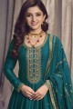 Anarkali Suit in Rama  Art silk with Embroidered
