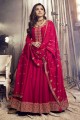 Art silk Embroidered Rani pink Anarkali Suit with Dupatta