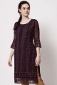 Georgette Straight Kurti in Maroon with Sequins