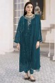 Georgette Salwar Kameez with Embroidered in Aqua blue