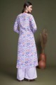 Lavender Georgette Palazzo Suit in Embroidered