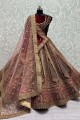 Beige Bridal Lehenga Choli with Embroidered Velvet