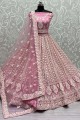 Embroidered Net Bridal Lehenga Choli in Flamingo
