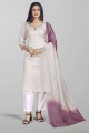 Silk Off white Salwar Kameez in Weaving