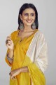 Yellow Salwar Kameez with Weaving Silk