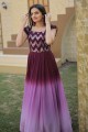 Wine  Embroidered Batik Gown Dress