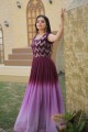 Wine  Embroidered Batik Gown Dress