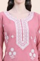 Pink Georgette Embroidered Straight Kurti with Dupatta