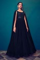 Navy blue Gown Dress in Georgette with Embroidered
