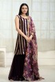 Georgette Palazzo Suit with Embroidered in Wine