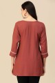 Red Indo Western Kurti in Chinon chiffon with Embroidered