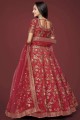 Embroidered Wedding Lehenga Choli in Red Silk