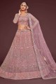 Embroidered Wedding Lehenga Choli in Pearl pink  Soft net