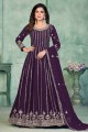 Georgette Wine  Anarkali Suit in Embroidered