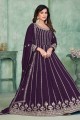 Georgette Wine  Anarkali Suit in Embroidered