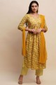 Cotton Anarkali Suit with Printed in Mustard