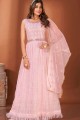 Georgette Mirror Pink Gown Dress with Dupatta