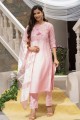 Silk Salwar Kameez with Embroidered in Pink
